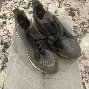 Brunello Cucinelli Gray Women’s Monili Suede Sneakers